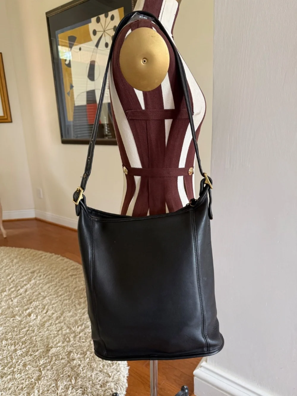 Vintage Coach 9060 Slim Duffle Sac Black Leather Made in Costa Rica 1999